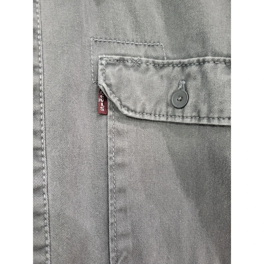Levis Mens XL Gray Long Sleeve Button Down Work Utility Shirt Cotton Heavyweight